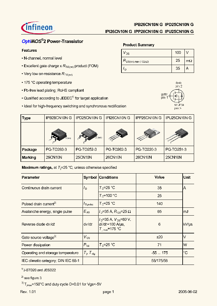 IPD25CN10NG_7740844.PDF Datasheet