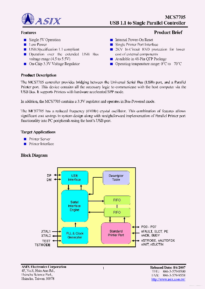 MCS7705_7743501.PDF Datasheet
