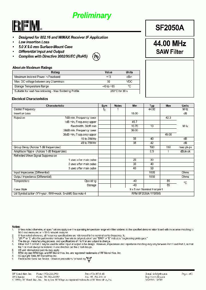 SF2050A_7750292.PDF Datasheet