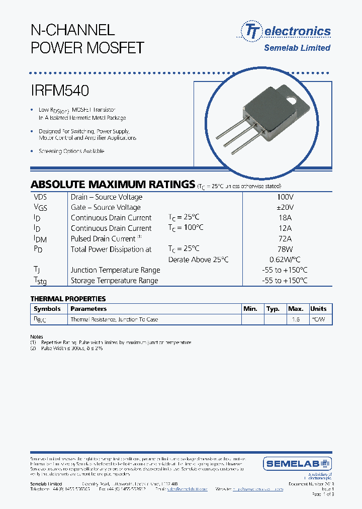 IRFM540_7766189.PDF Datasheet