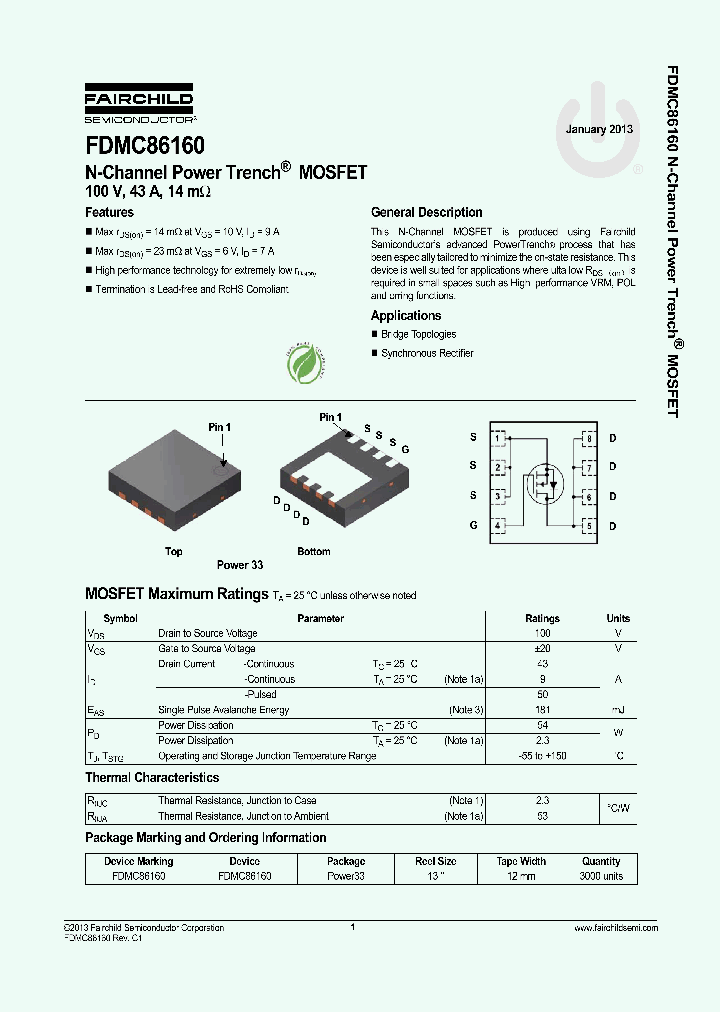 FDMC86160_7781523.PDF Datasheet