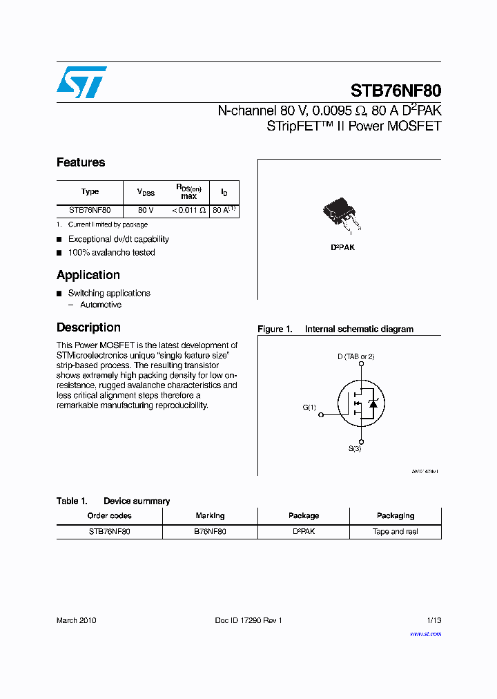 STB76NF80_7783646.PDF Datasheet