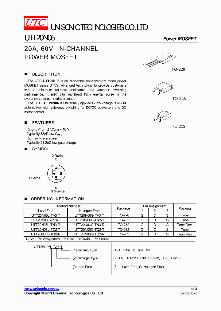 UTT20N06G-TA3-T_7806180.PDF Datasheet