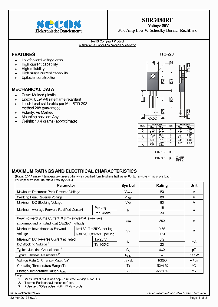 SBR3080RF_7807958.PDF Datasheet