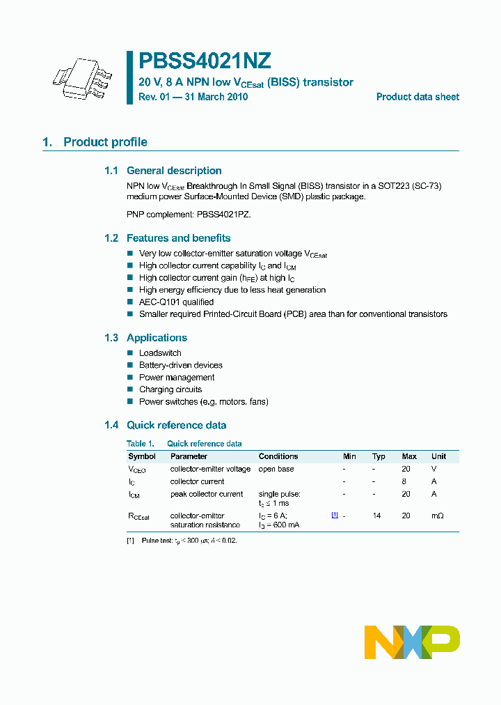 PBSS4021NZ_7801275.PDF Datasheet