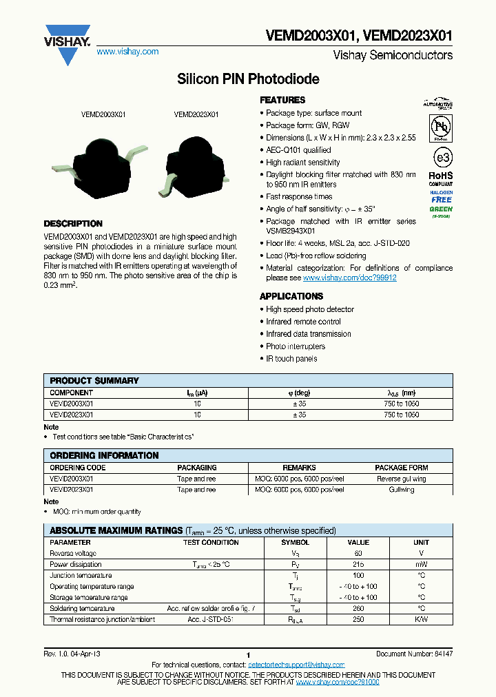 VEMD2003X01_7811872.PDF Datasheet