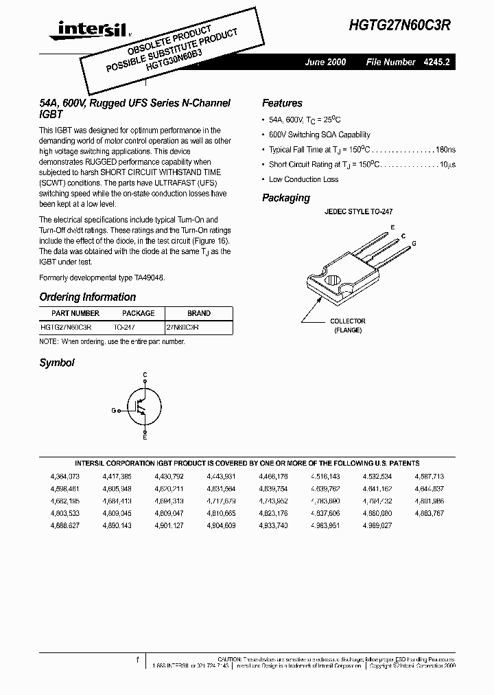 HGTG27N60C3R_7764851.PDF Datasheet
