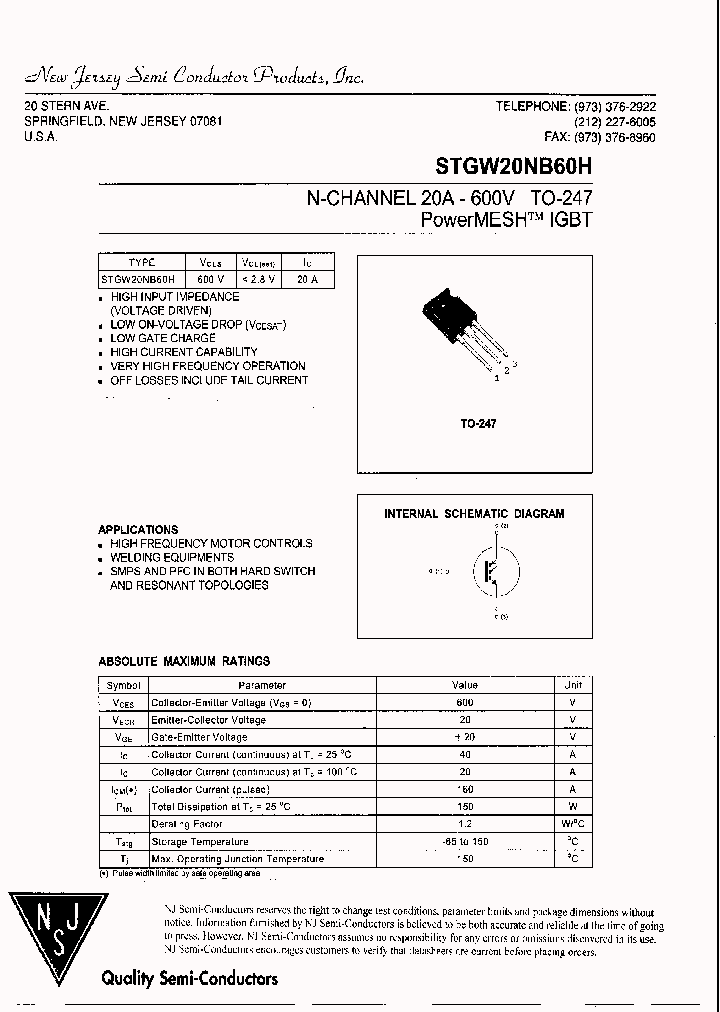 STGW20NB60H_7794977.PDF Datasheet