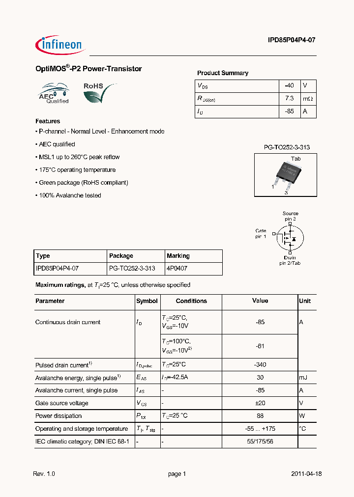 IPD85P04P4-07_7813301.PDF Datasheet