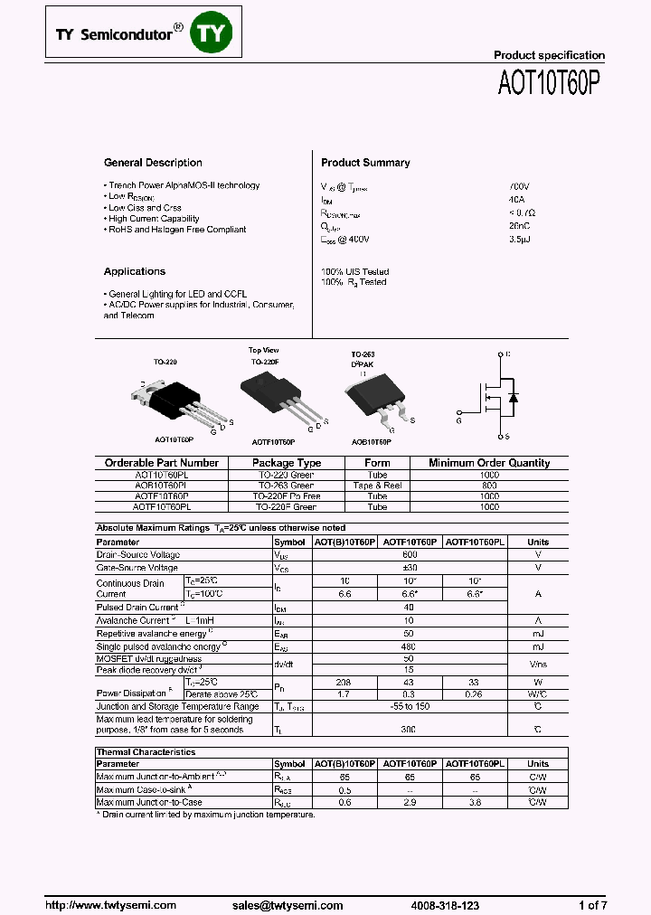 AOT10T60P_7816370.PDF Datasheet