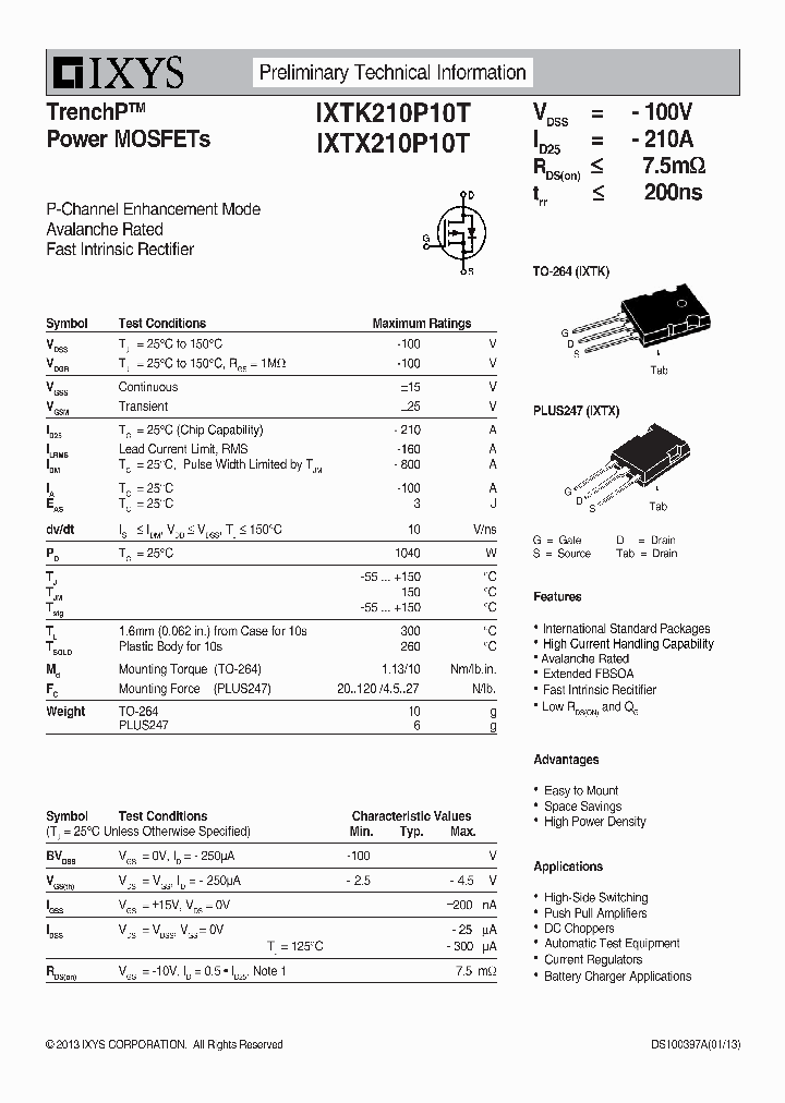 IXTX210P10T_7792477.PDF Datasheet