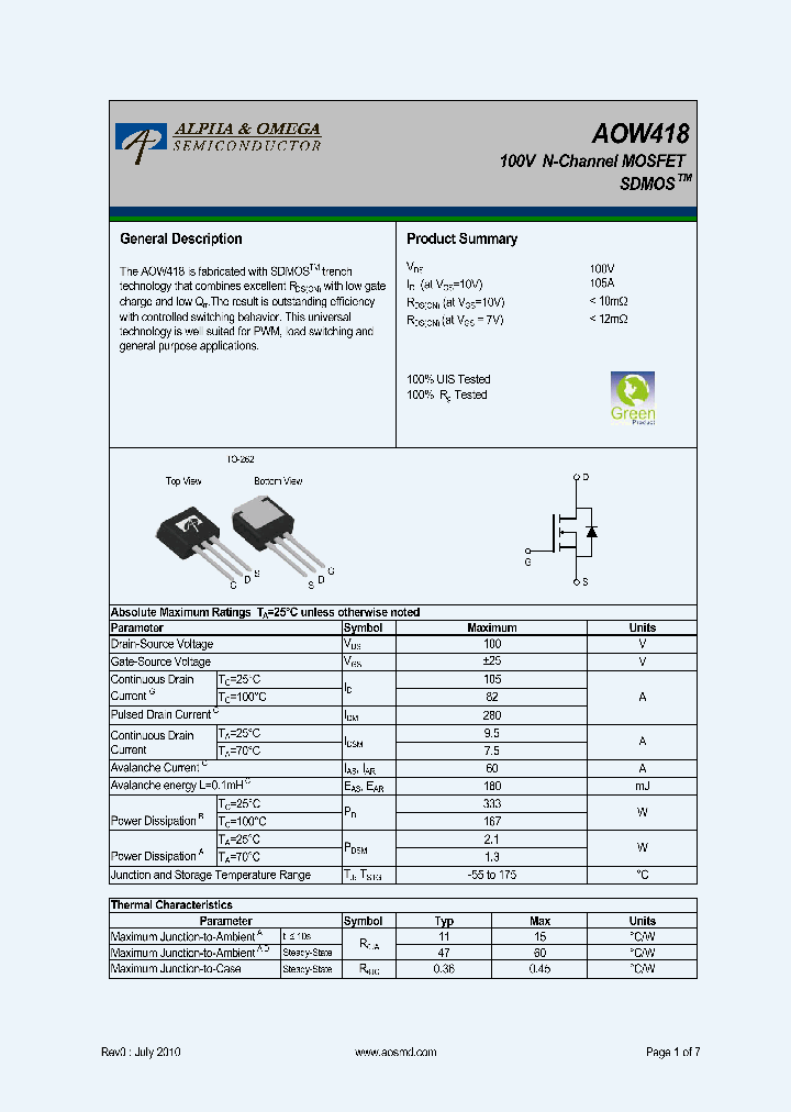 AOW418_7779291.PDF Datasheet