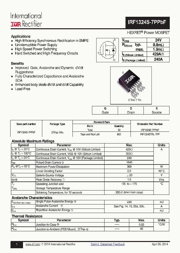 IRF1324STRL-7PP_7780289.PDF Datasheet