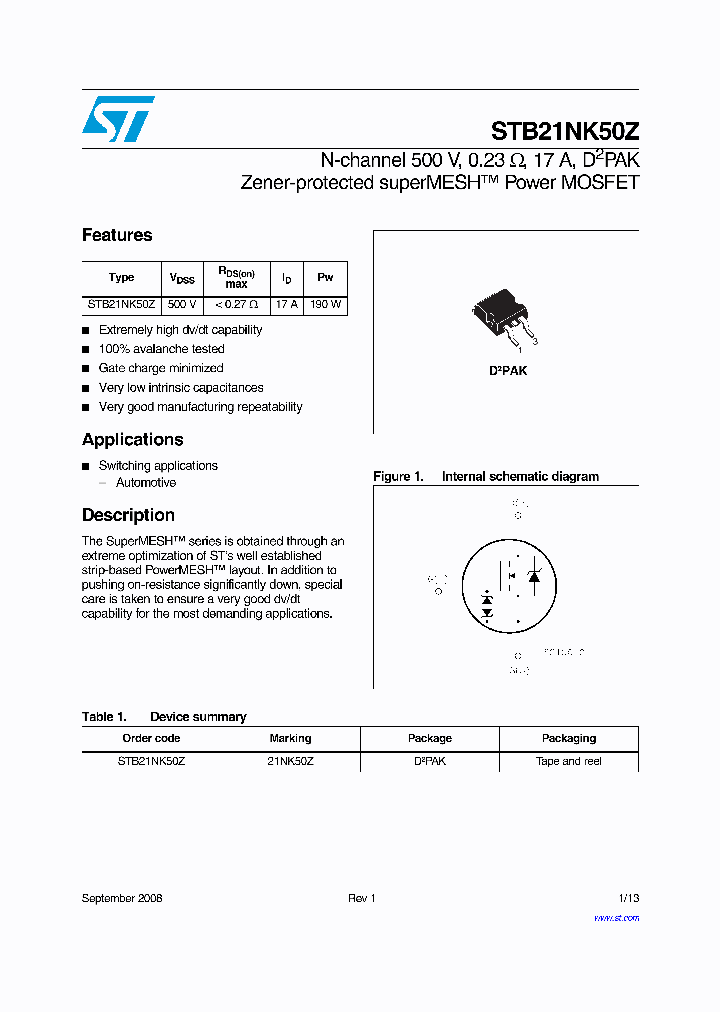 STB21NK50Z_7782881.PDF Datasheet
