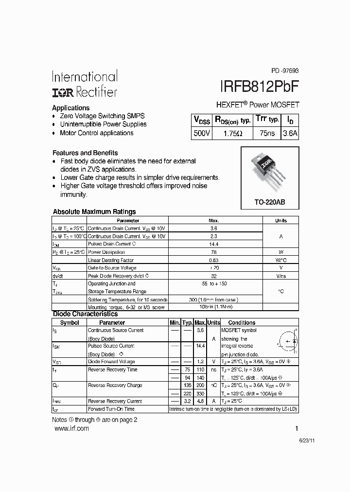 IRFB812PBF_7828542.PDF Datasheet