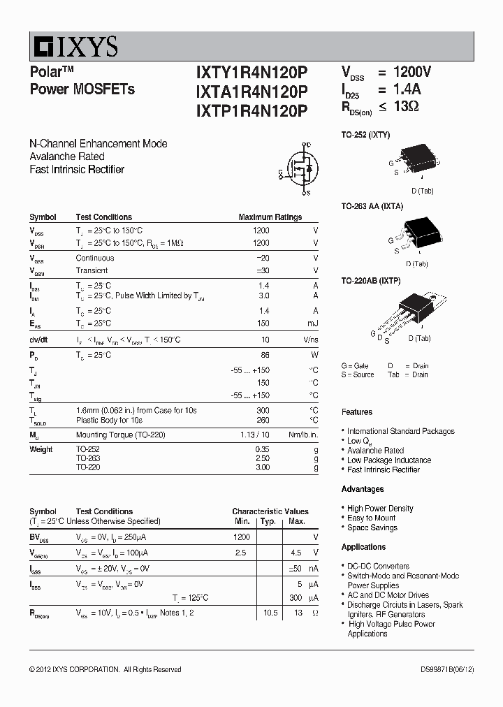 IXTY1R4N120P_7830541.PDF Datasheet