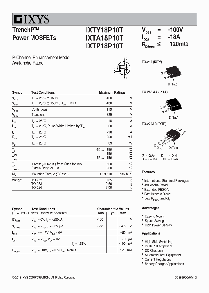IXTY18P10T_7830536.PDF Datasheet