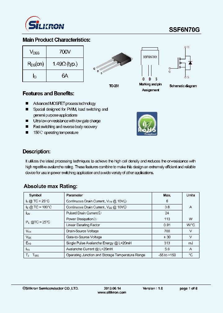 SSF6N70G_7834607.PDF Datasheet