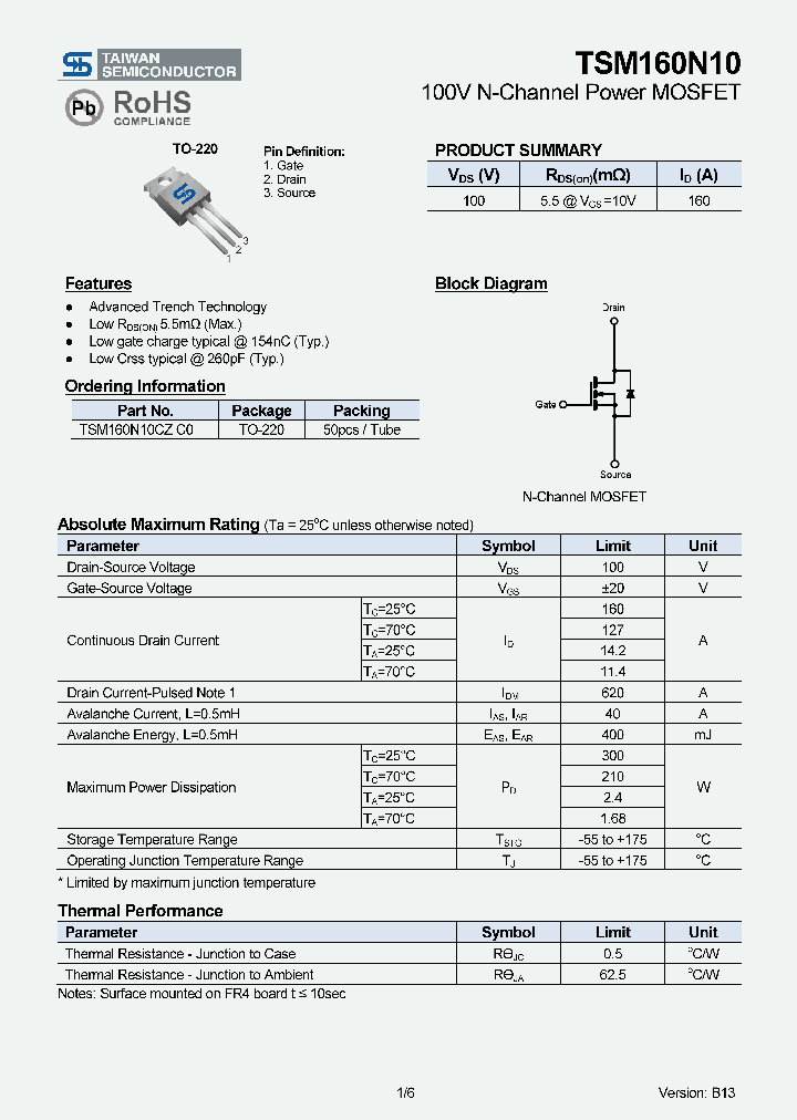 TSM160N10_7834881.PDF Datasheet