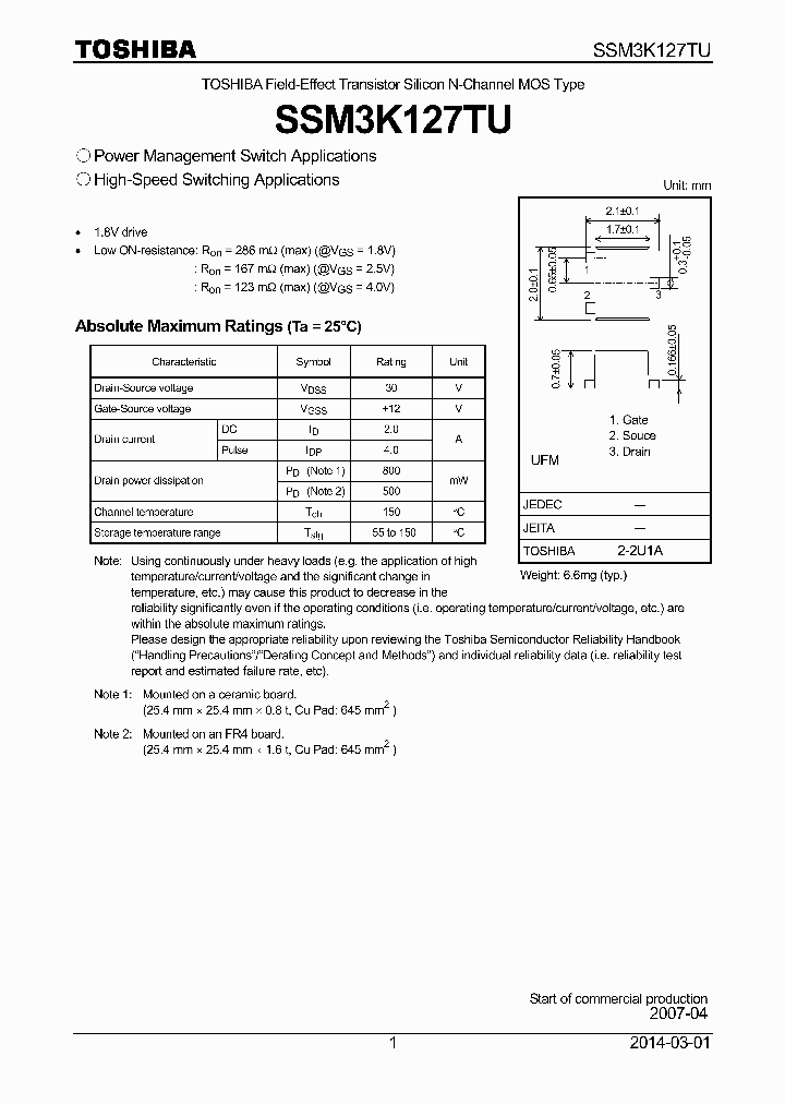 SSM3K127TU_7834535.PDF Datasheet
