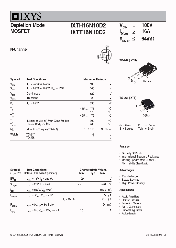 IXTT16N10D2_7840040.PDF Datasheet