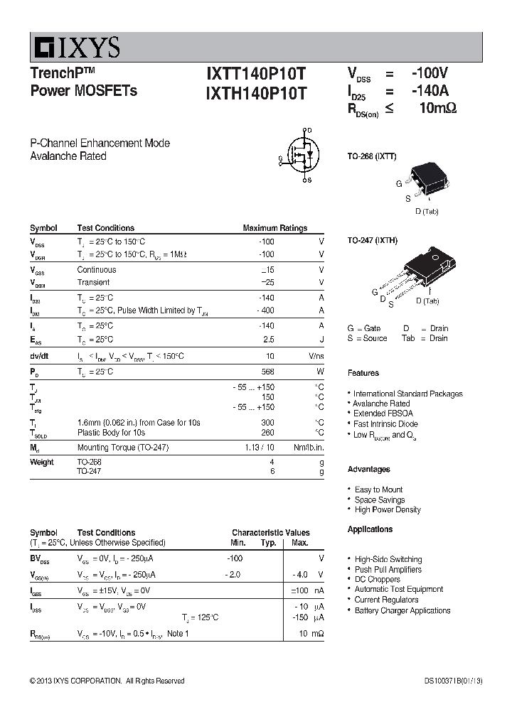 IXTT140P10T_7840041.PDF Datasheet