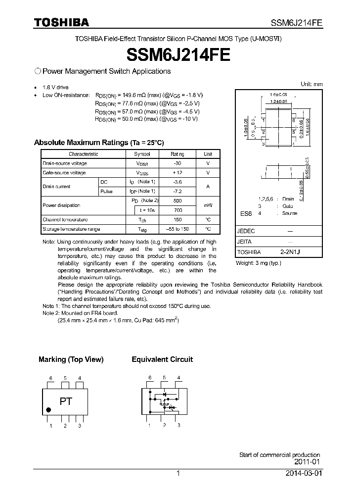 SSM6J214FE_7843677.PDF Datasheet