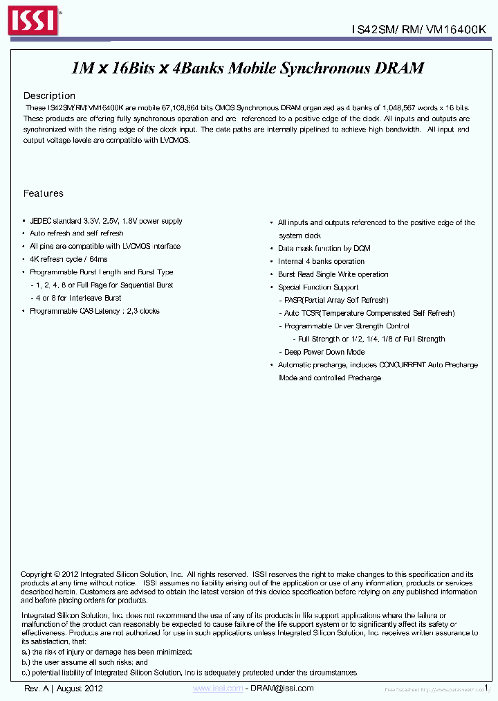 IS42RM16400K_7760785.PDF Datasheet