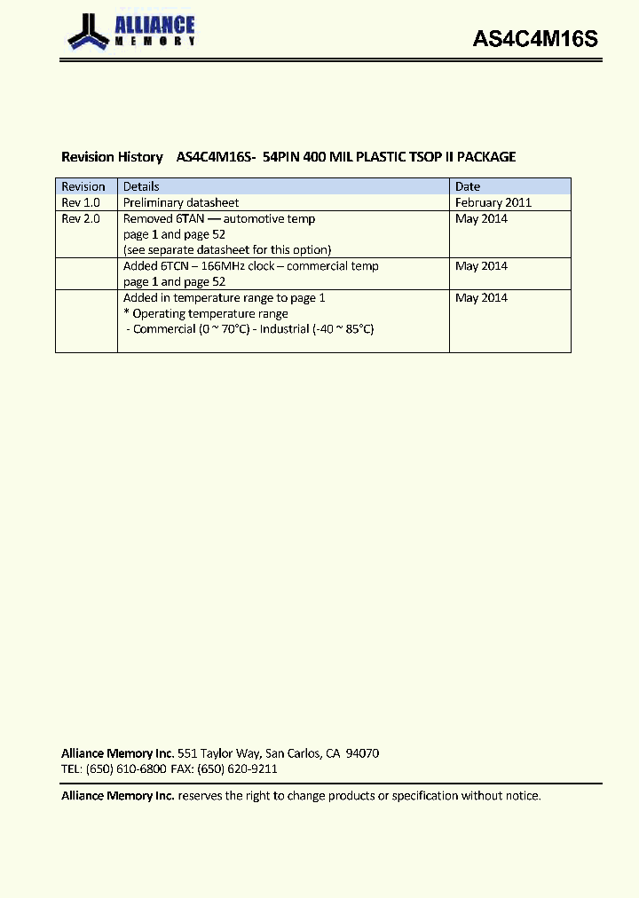 AS4C4M16S-6TIN_7755631.PDF Datasheet