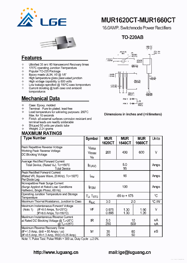 MUR1620CT_7765799.PDF Datasheet