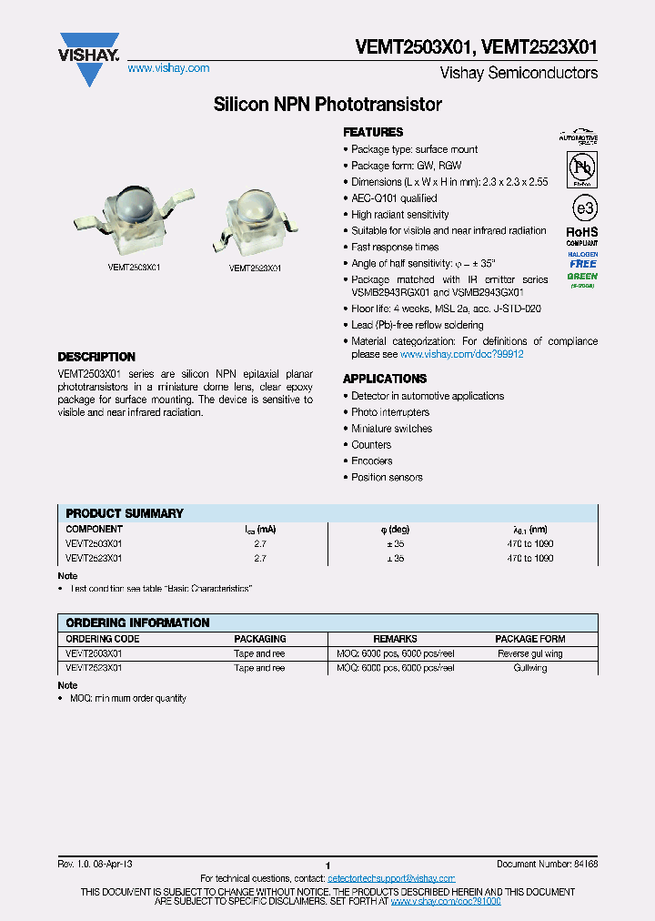 VEMT2503X01_7851968.PDF Datasheet