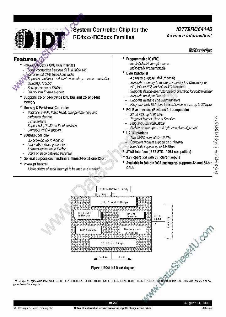 IDT79RC64145_7763405.PDF Datasheet