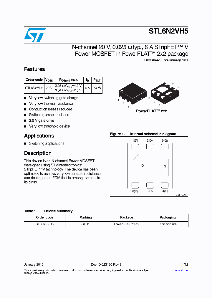 STL6N2VH5_7854502.PDF Datasheet