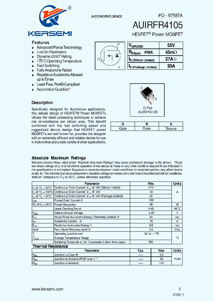 AUIRFR4105_7855214.PDF Datasheet