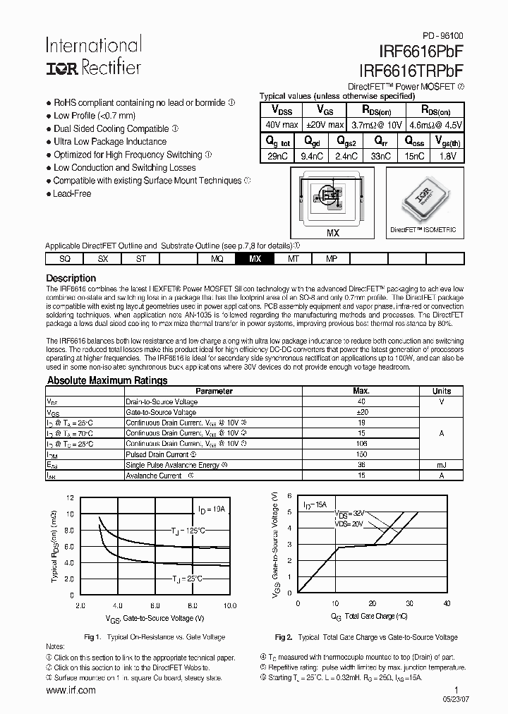 IRF6616PBF_7857558.PDF Datasheet