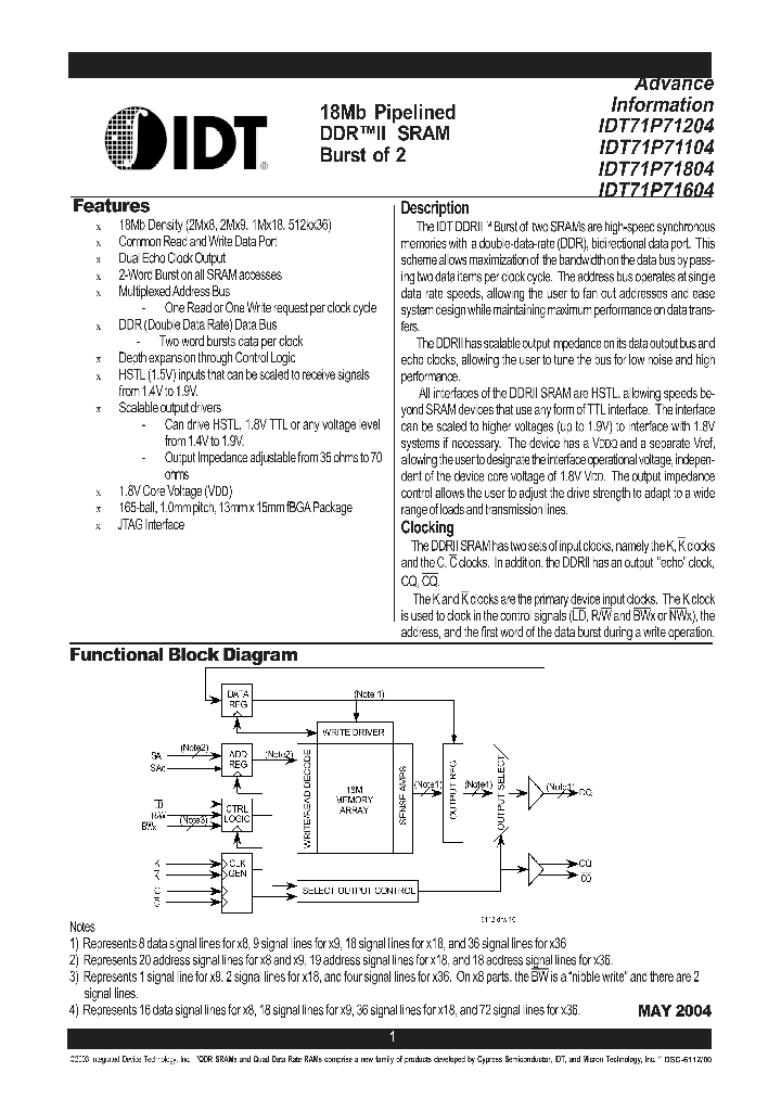 IDT71P71104_7855805.PDF Datasheet