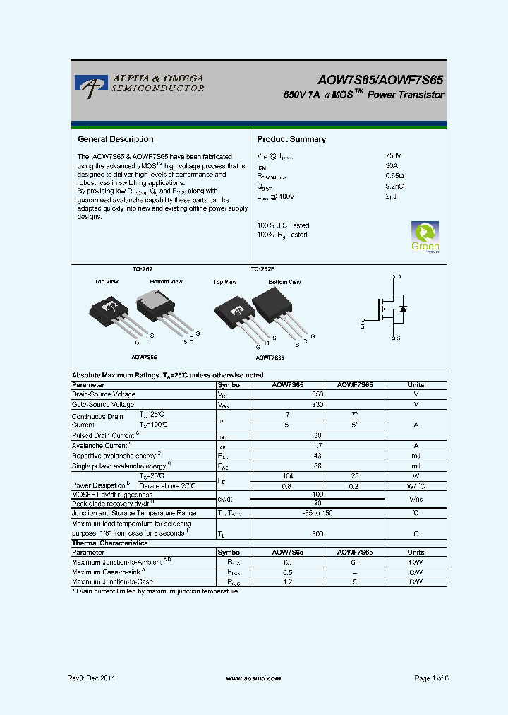 AOWF7S65_7857527.PDF Datasheet