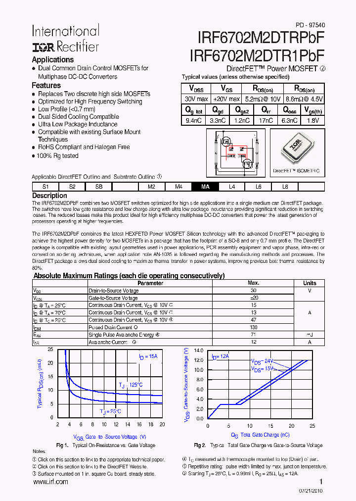 IRF6702M2DTRPBF_7805327.PDF Datasheet