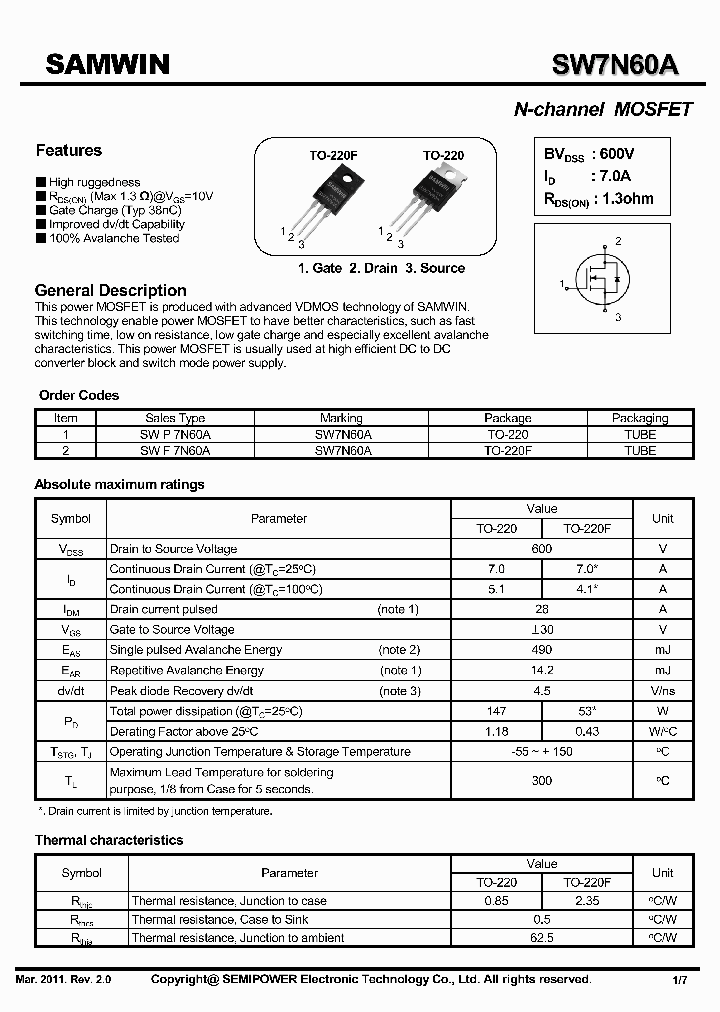 SWF7N60A_7857524.PDF Datasheet