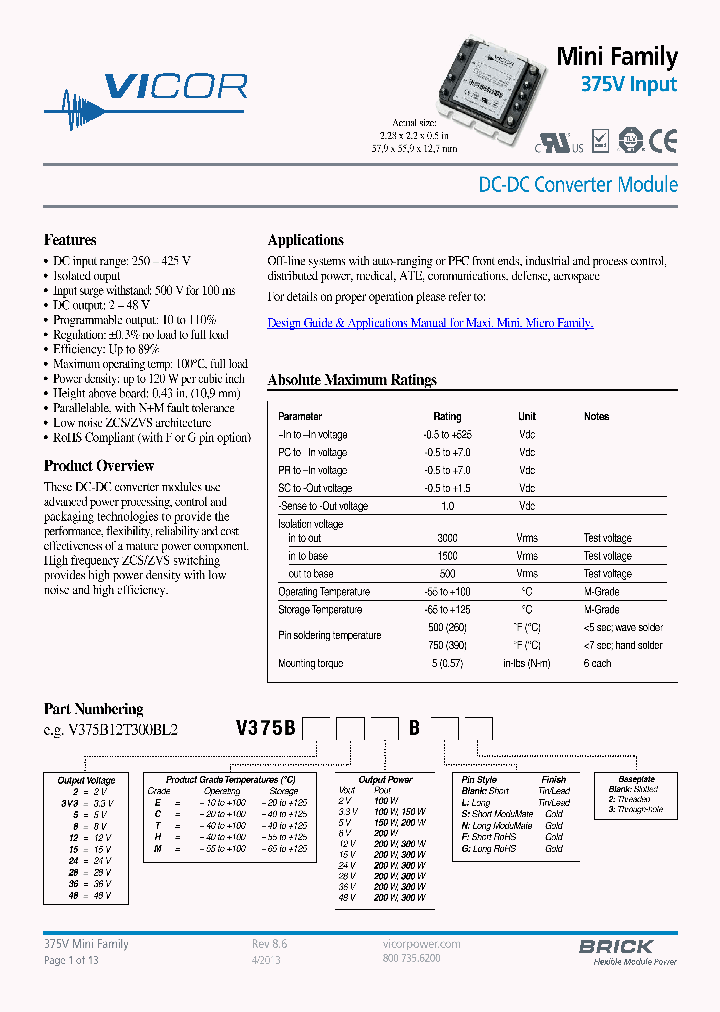 V375B12C200BL_7858639.PDF Datasheet