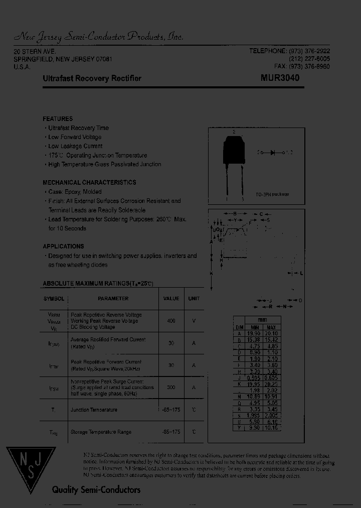 MUR3040_7862695.PDF Datasheet