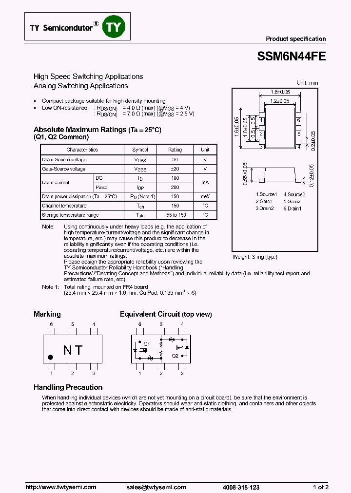 SSM6N44FE_7864538.PDF Datasheet