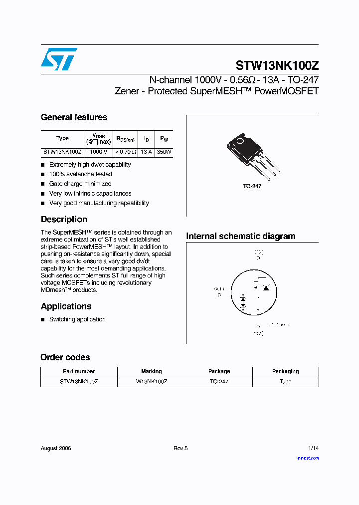 STW13NK100Z_7820832.PDF Datasheet