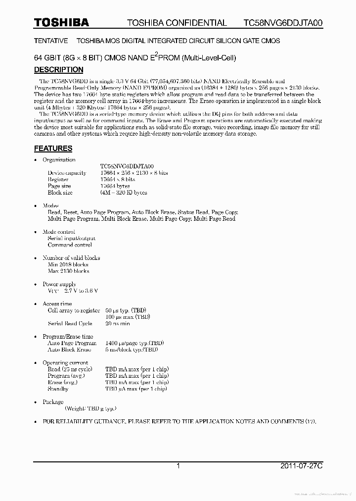 TC58NVG6DDJTA00_7771578.PDF Datasheet