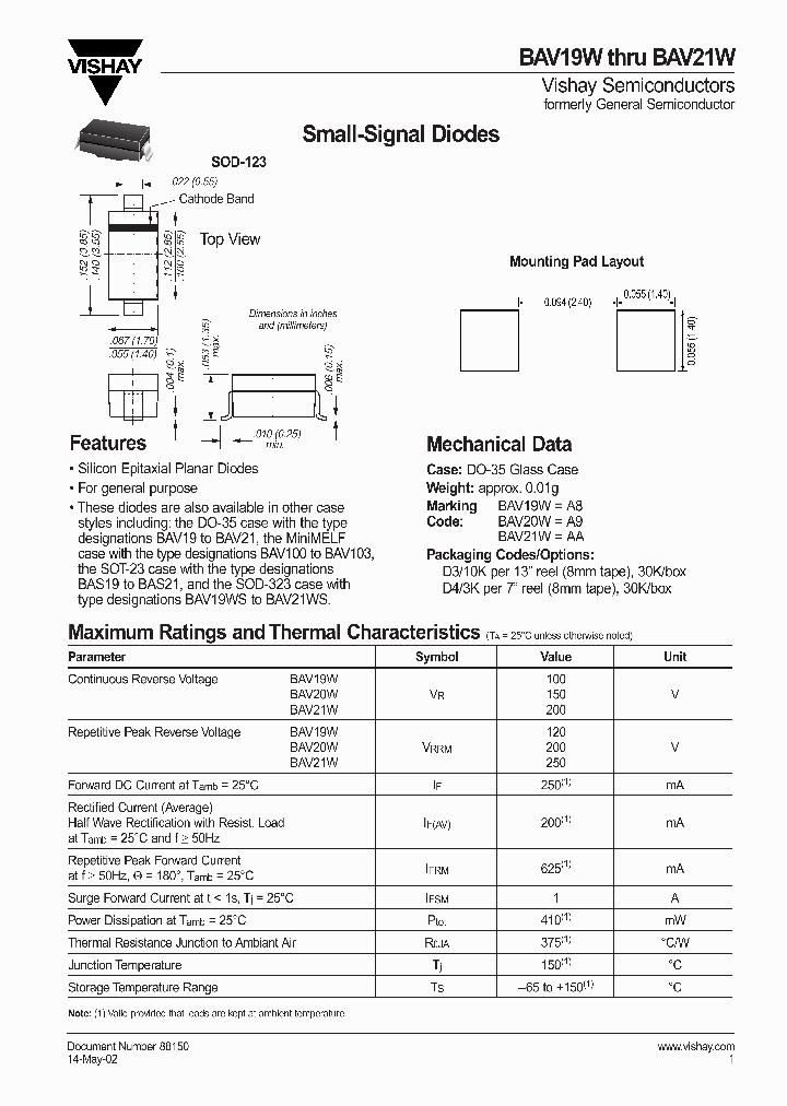 BAV21W_7813116.PDF Datasheet