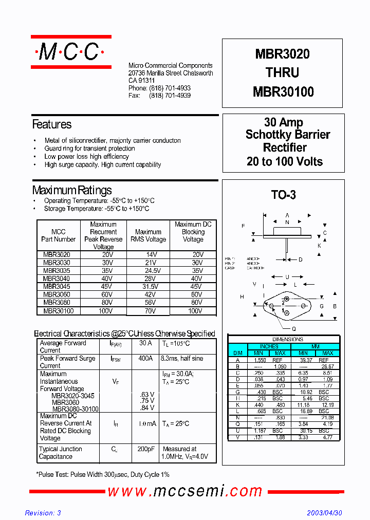 MBR30100-BP_7845821.PDF Datasheet