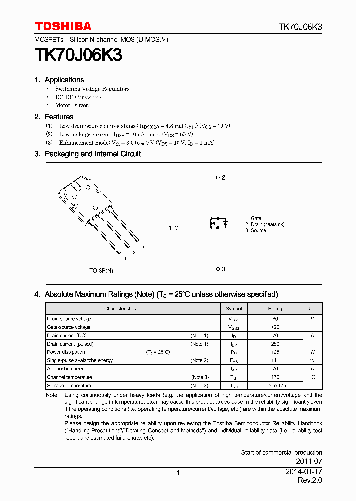 TK70J06K3_7873217.PDF Datasheet