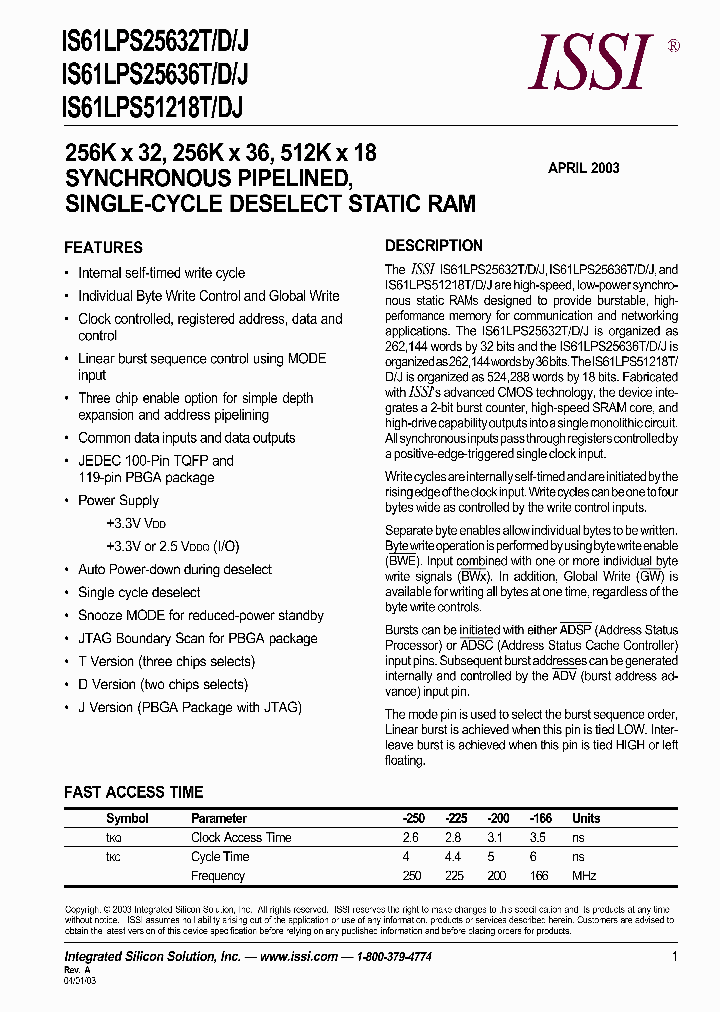 IS61LPS25632T-200TQI_7845381.PDF Datasheet