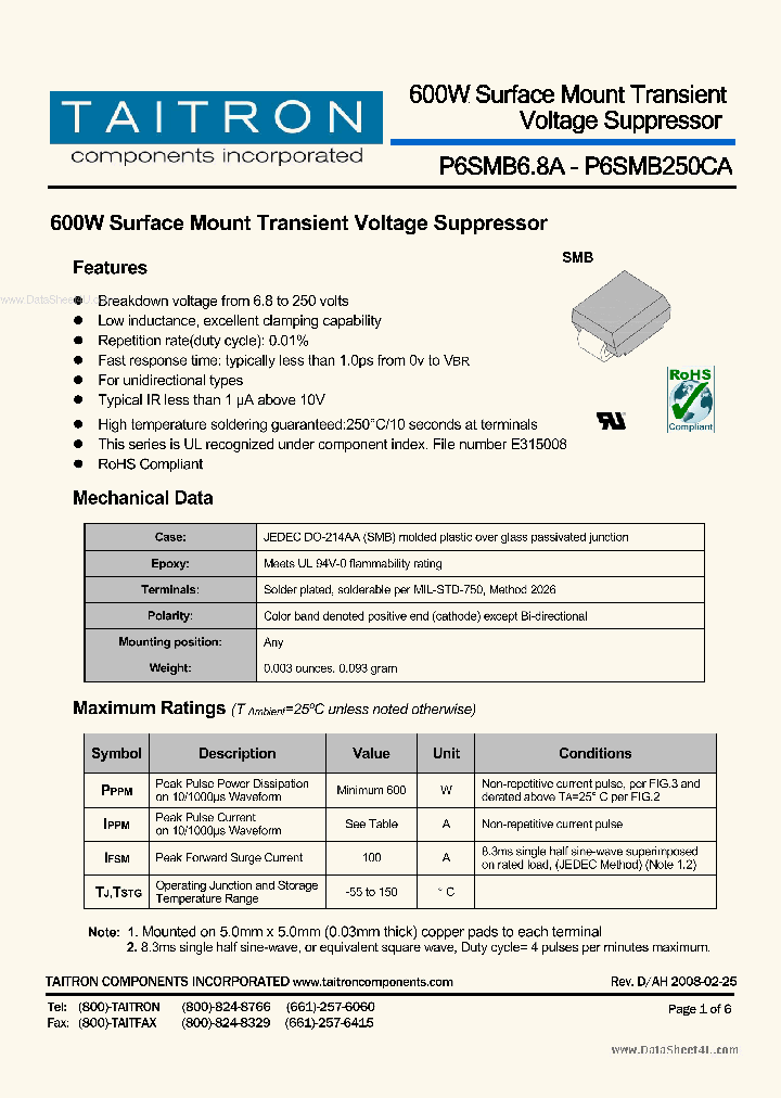 P6SMB2XA_7775459.PDF Datasheet