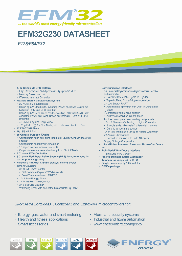 EFM32G230F64-QFN64_7778913.PDF Datasheet